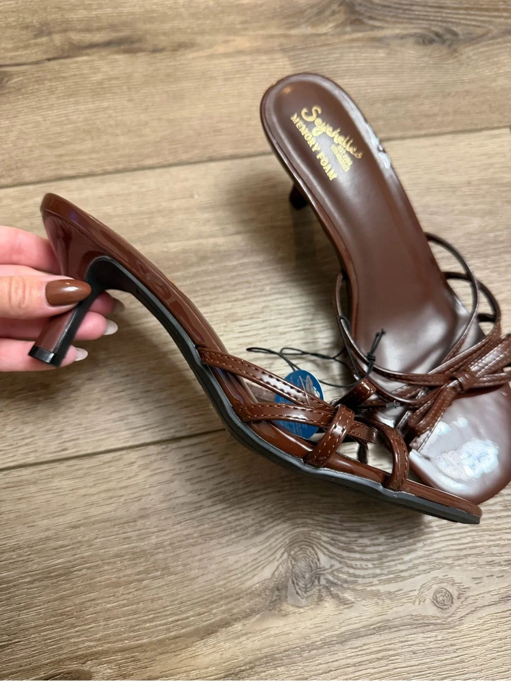 Angels Brown Bow-Strap Slide Sandals